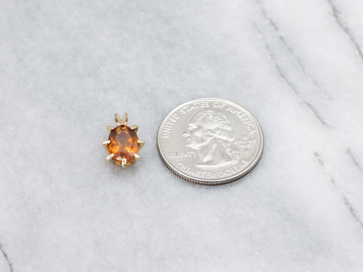 Oval-Cut Citrine Yellow Gold Pendant