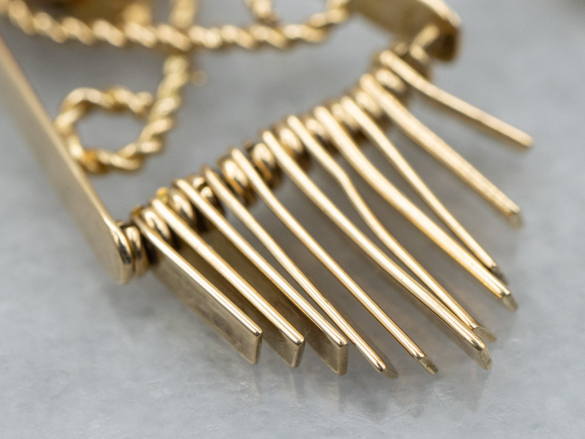 Vintage Coral Rope Twist Gold Fringed Dangle Earrings