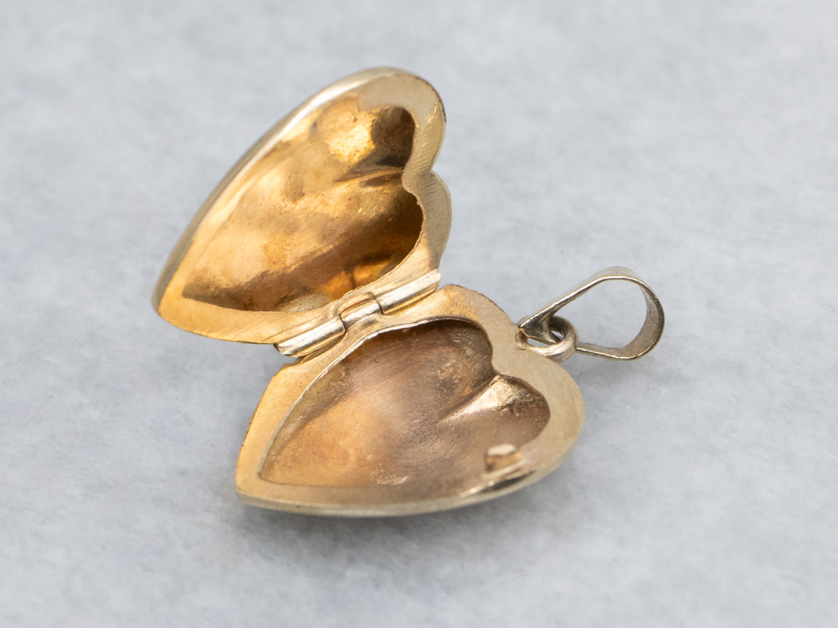 Engraved Gold Heart-Shaped Vintage Locket