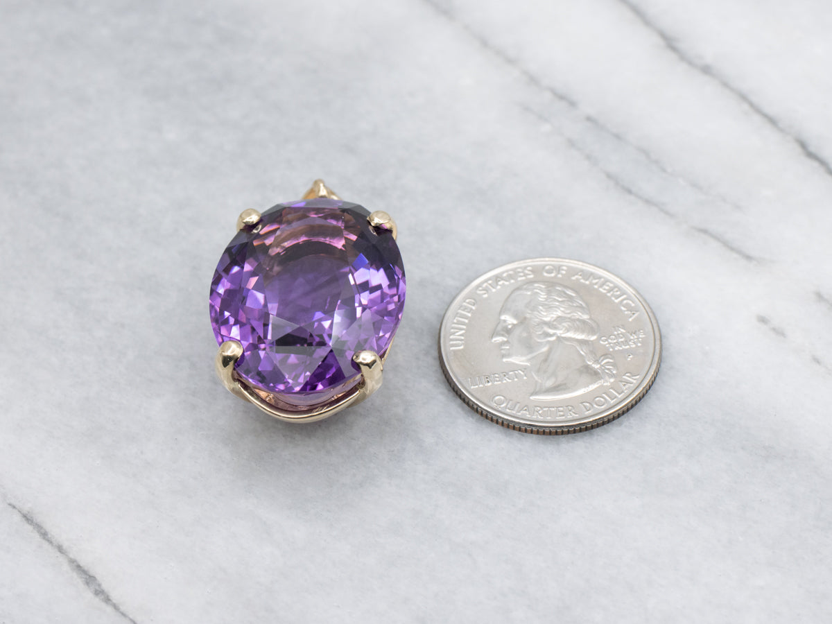 Oversized Amethyst Yellow Gold Cocktail Pendant