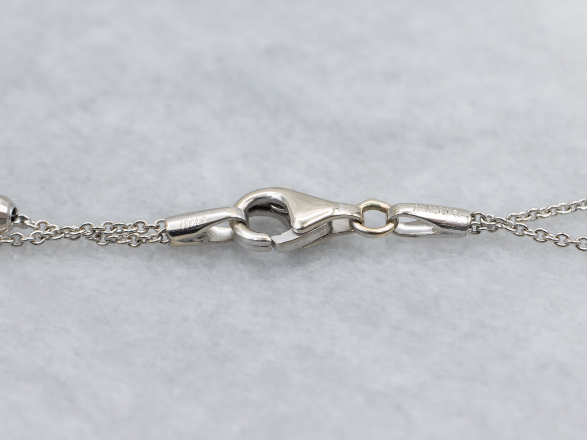 Double Strand Faceted Beaded White Gold Bracelet or Anklet