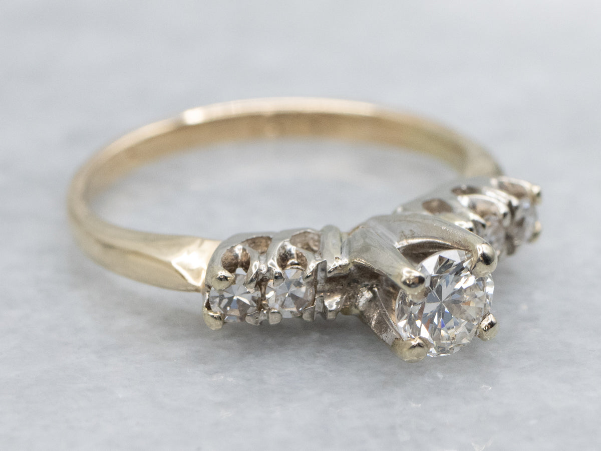Classic Two-Tone Retro Era Diamond Engagement Ring