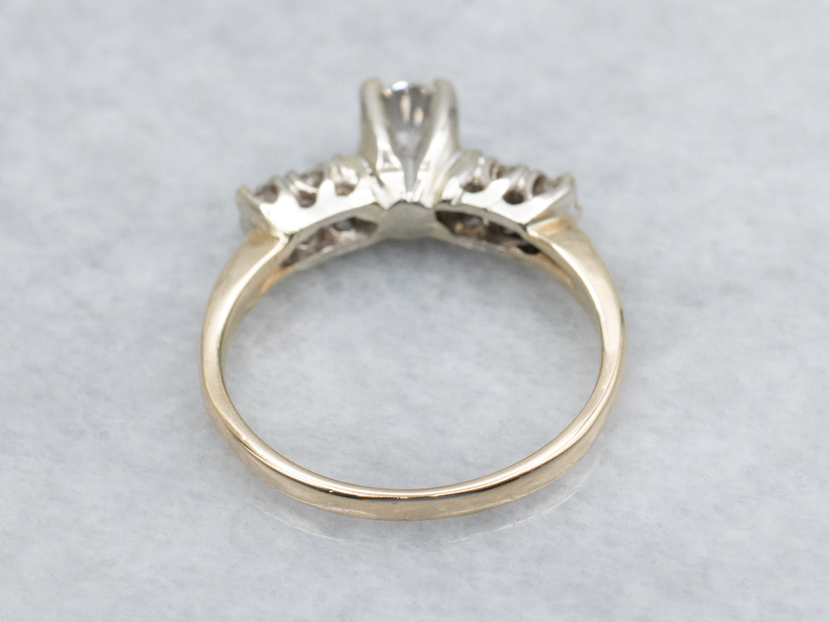 Classic Two-Tone Retro Era Diamond Engagement Ring