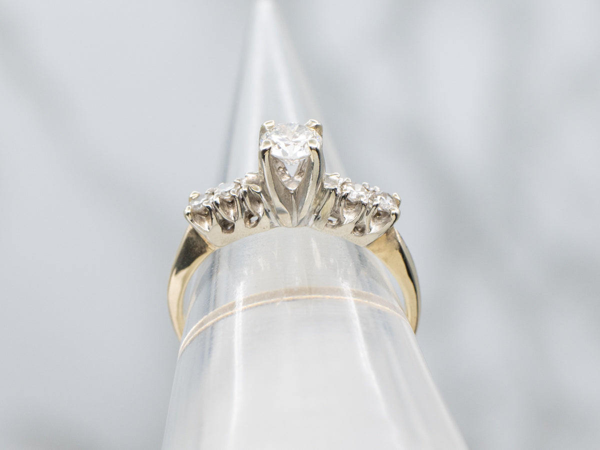 Classic Two-Tone Retro Era Diamond Engagement Ring