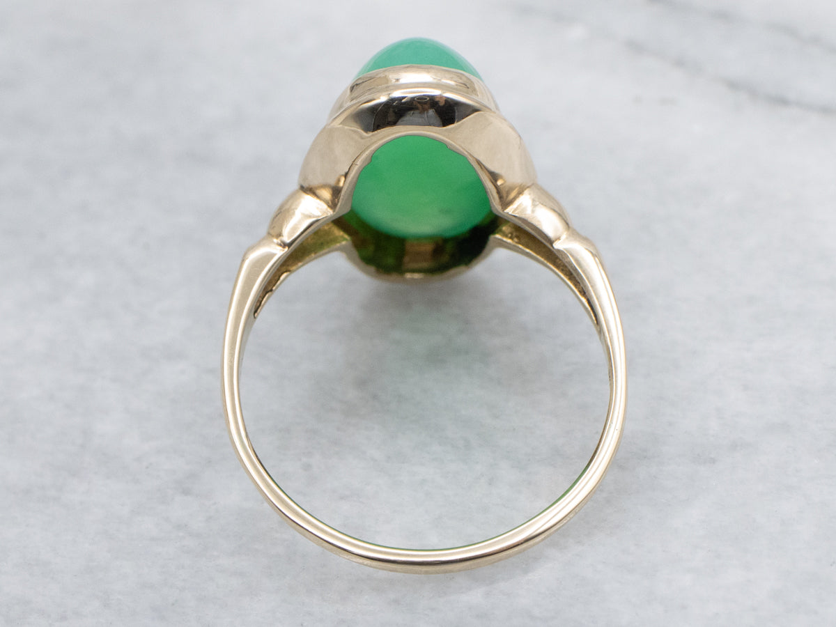 Vintage Gold Chrysoprase Cabochon Ring