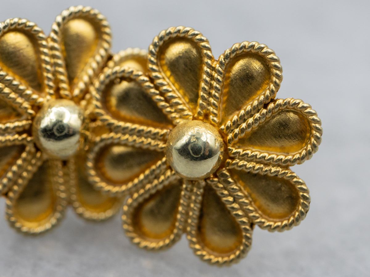 Vintage 18-Karat Gold Flower Stud Earrings