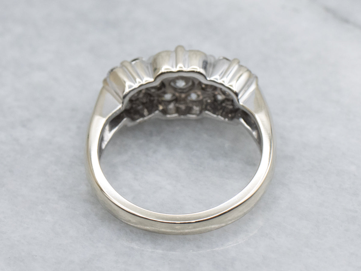 Modern White Gold Round-Brilliant Diamond Cluster Ring
