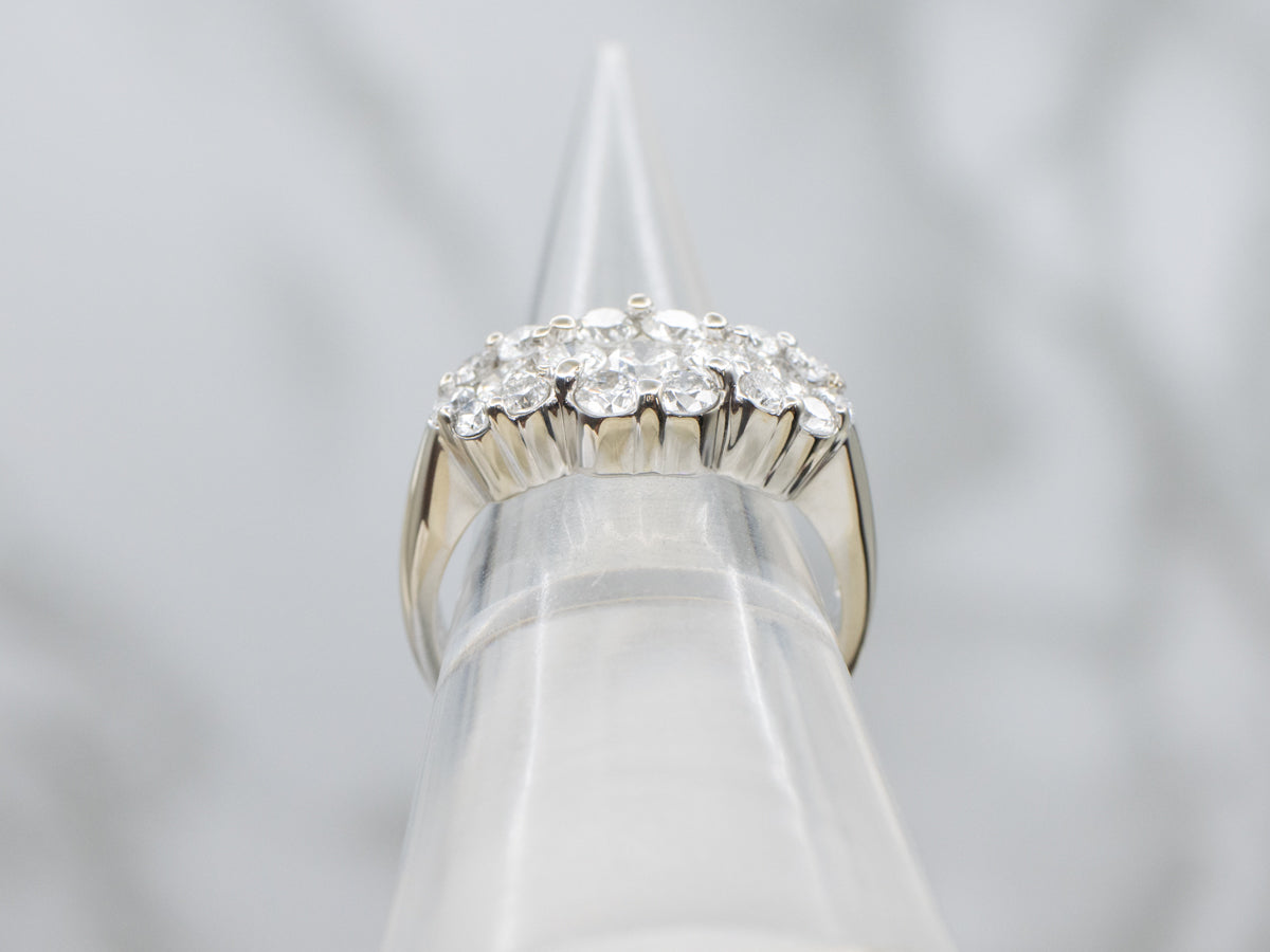 Modern White Gold Round-Brilliant Diamond Cluster Ring