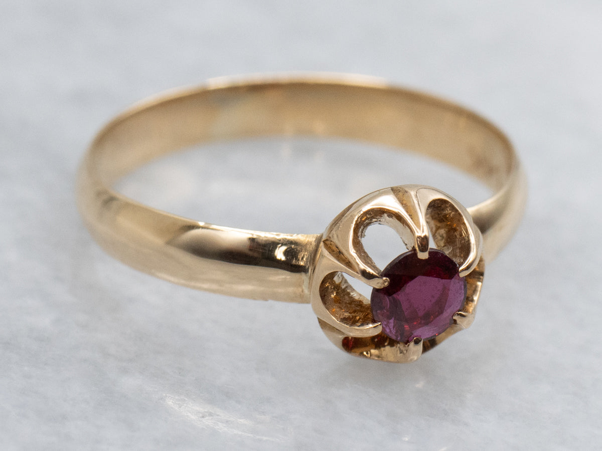 Buttercup-Set Ruby and Gold Solitaire Ring