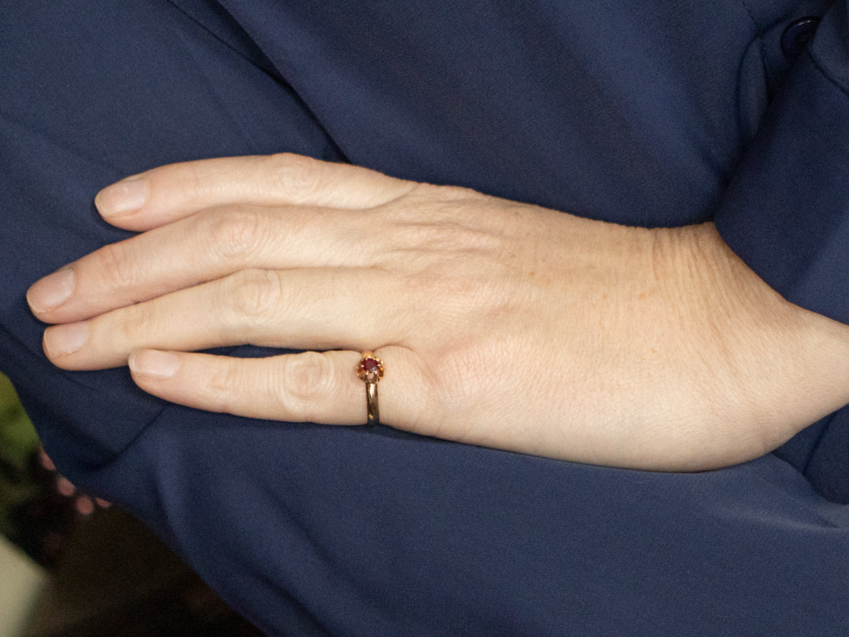 Buttercup-Set Ruby and Gold Solitaire Ring