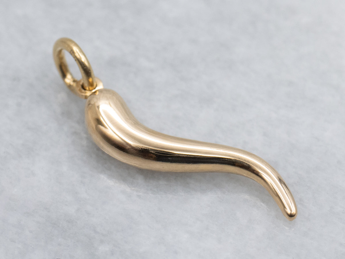 Yellow Gold Italian Horn Pendant