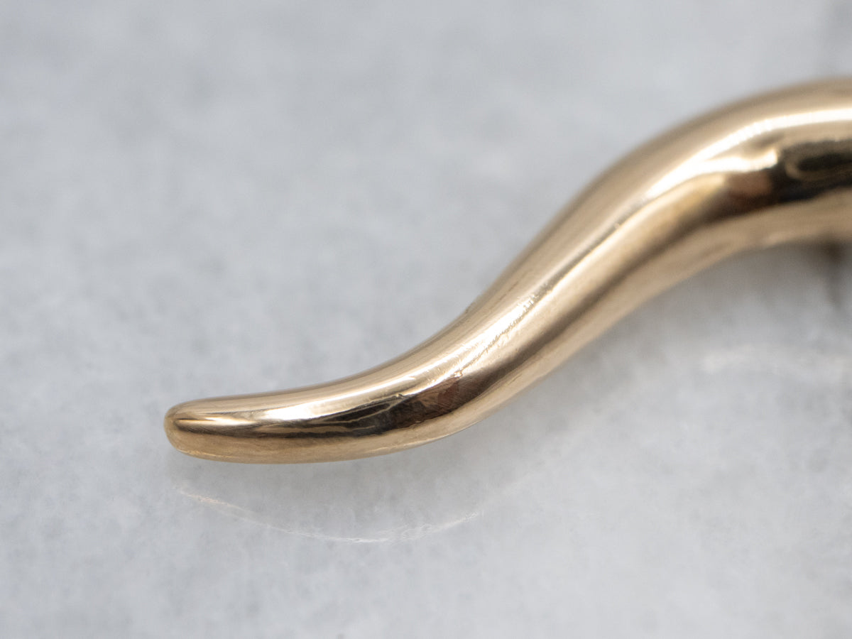 Yellow Gold Italian Horn Pendant