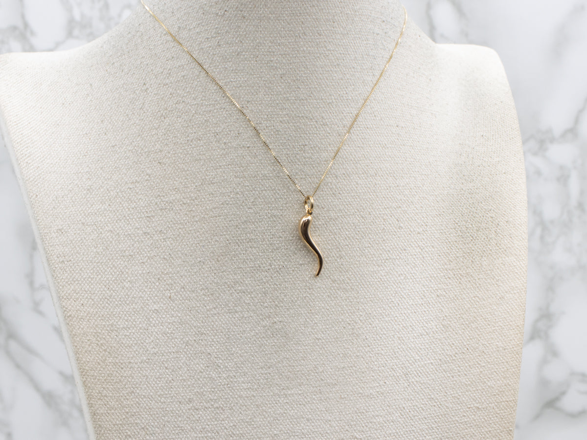 Yellow Gold Italian Horn Pendant