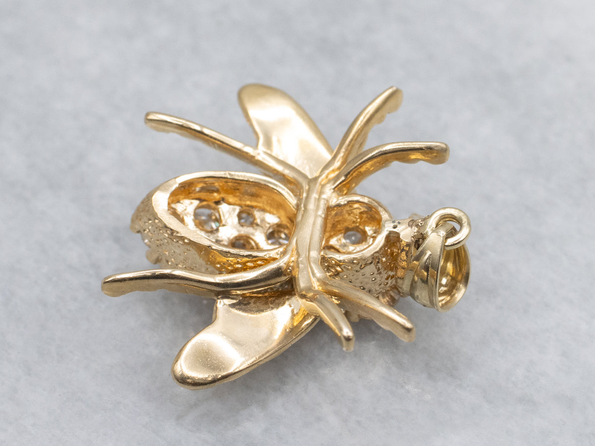 Diamond Cluster Yellow Gold Bumble-Bee Pendant