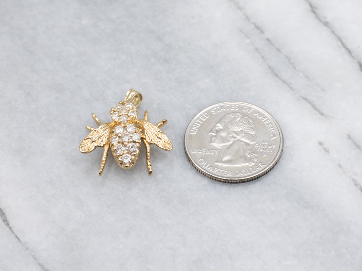 Diamond Cluster Yellow Gold Bumble-Bee Pendant