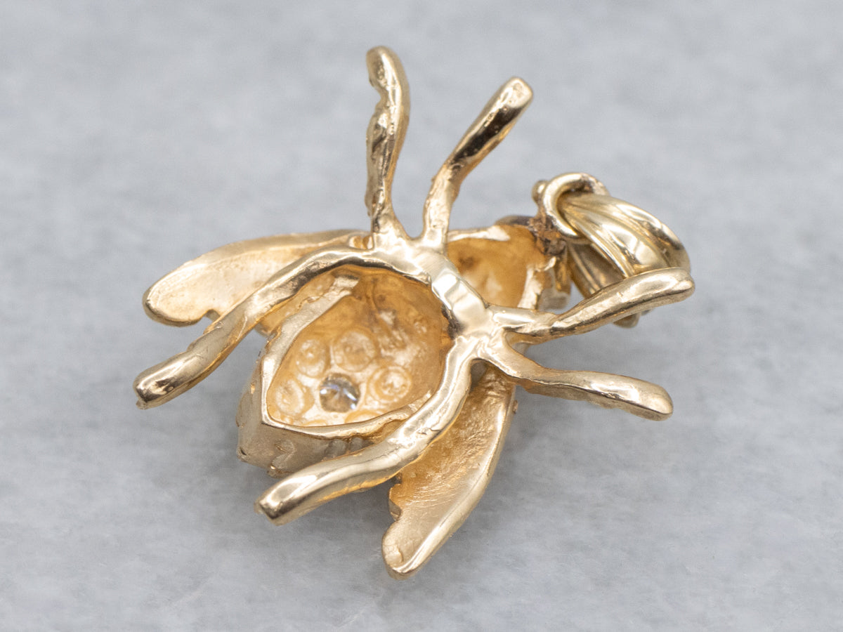 Diamond Solitaire Yellow Gold Bumble-Bee Pendant