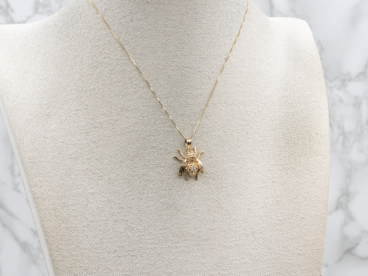 Diamond Solitaire Yellow Gold Bumble-Bee Pendant