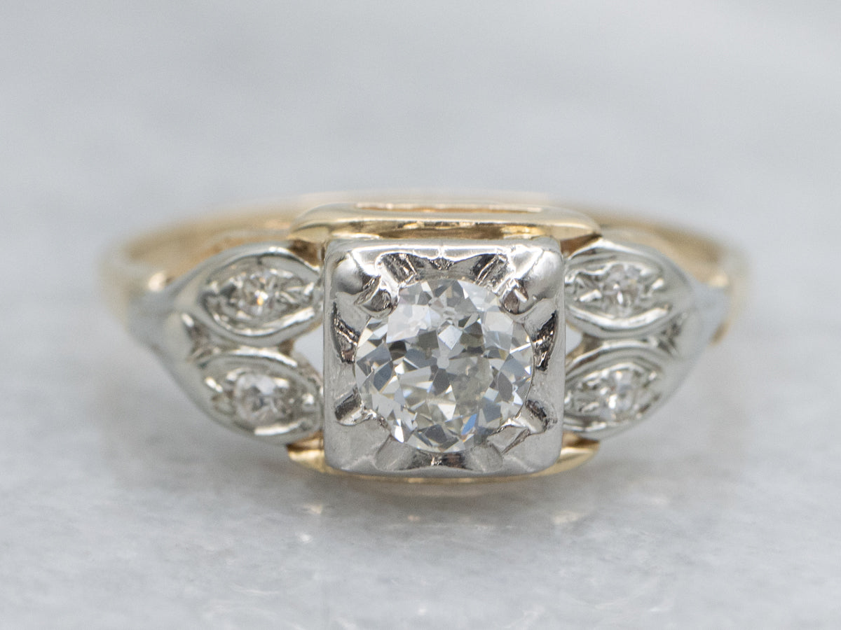 1950s European Cut Diamond Vintage Engagement Ring