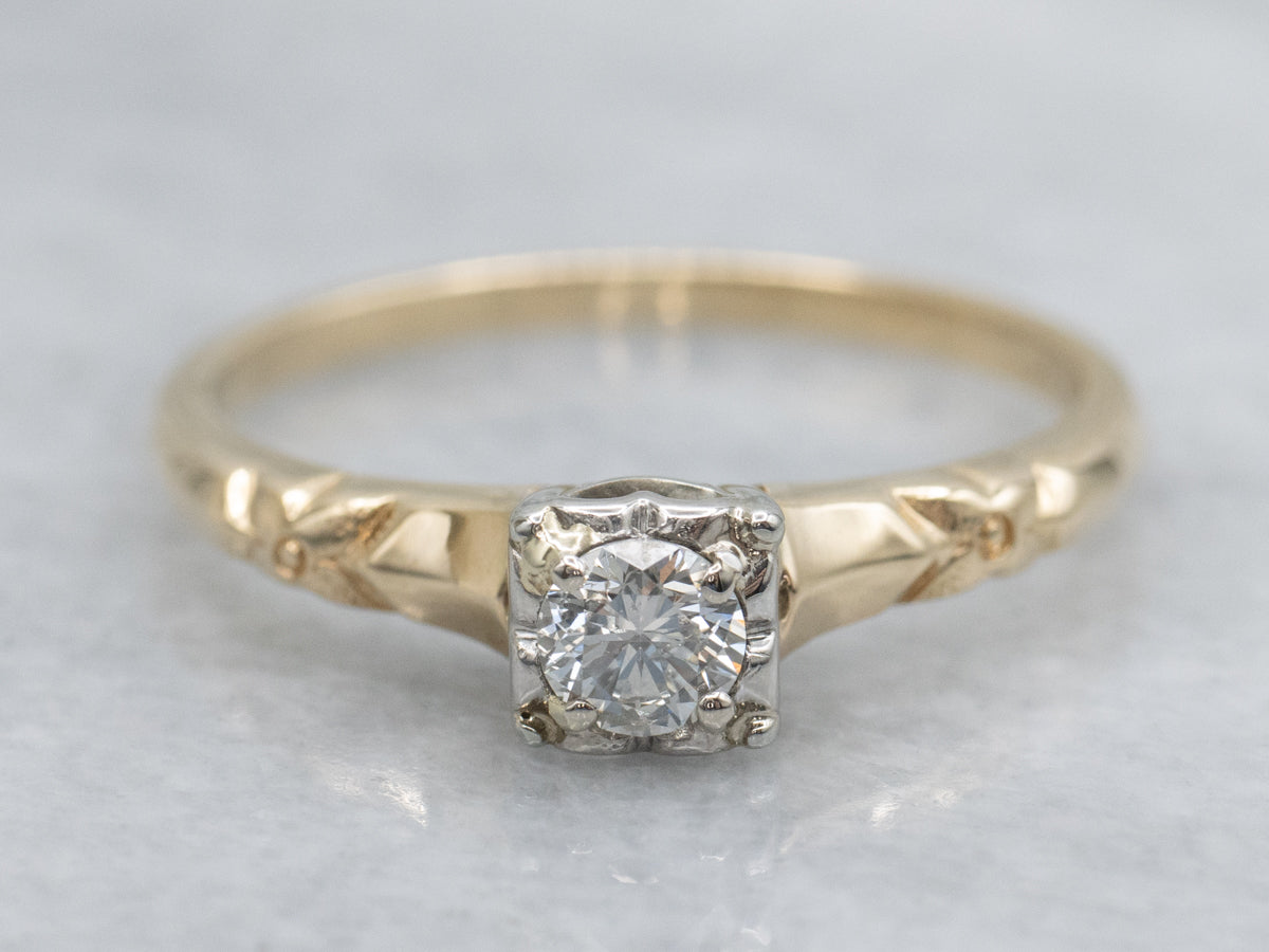 Retro Era Illusion Set Diamond Solitaire Engagement Ring