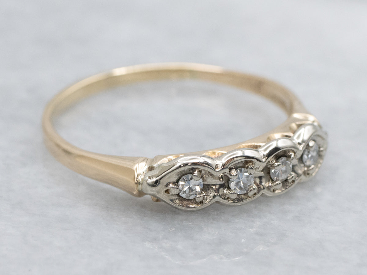 Vintage Two-Tone Gold Diamond Band