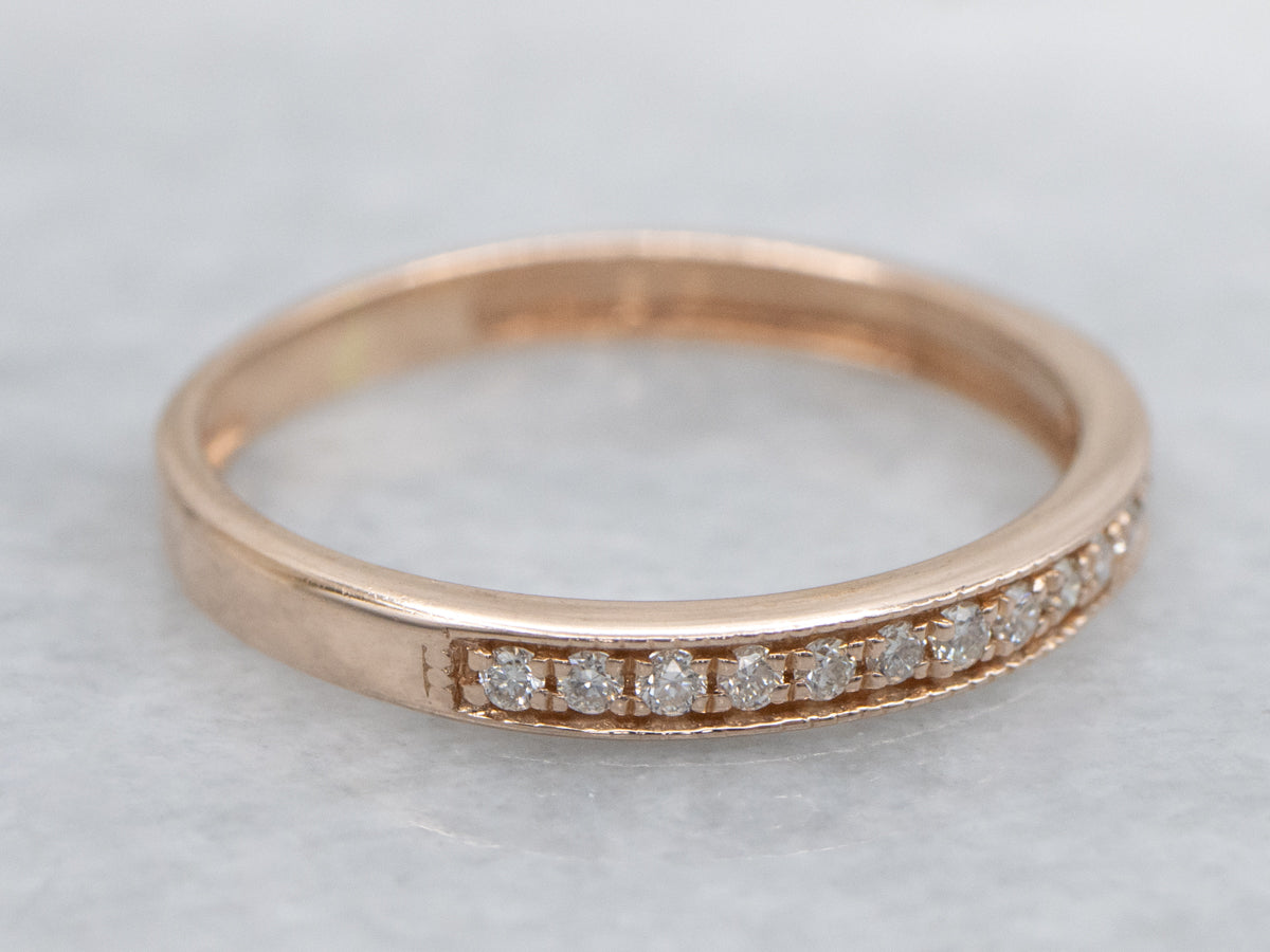 Polished Rose Gold Diamond Band