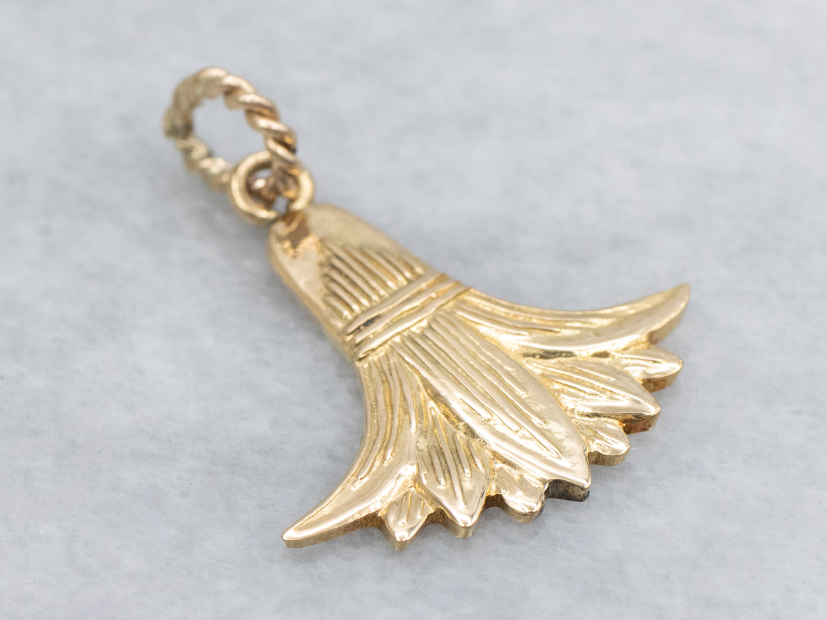 Vintage Gold Egyptian Revival Lotus Flower Pendant with Twisted Bail