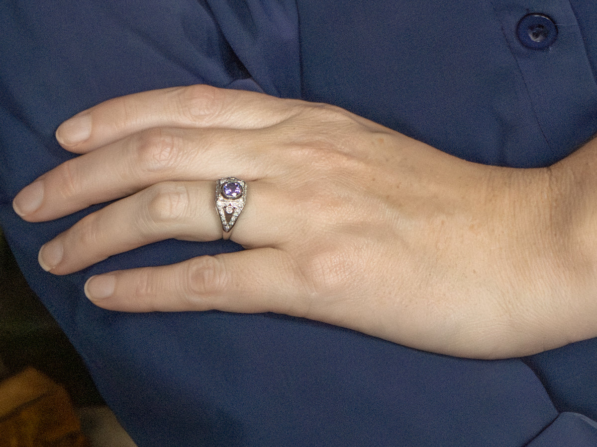 Stunning Diamond Encrusted Tanzanite and White Gold Ring