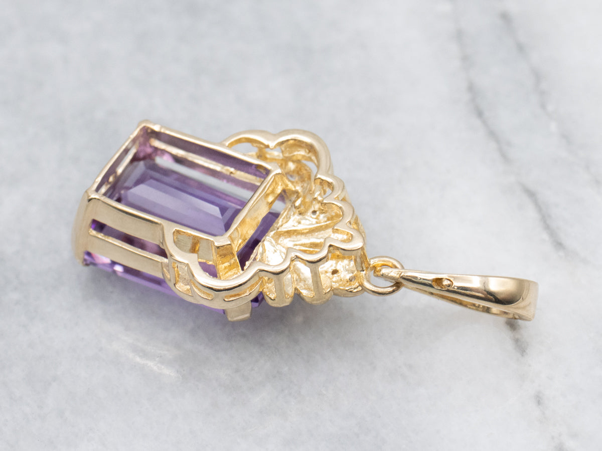 Amethyst Diamond and Gold Gemstone Pendant