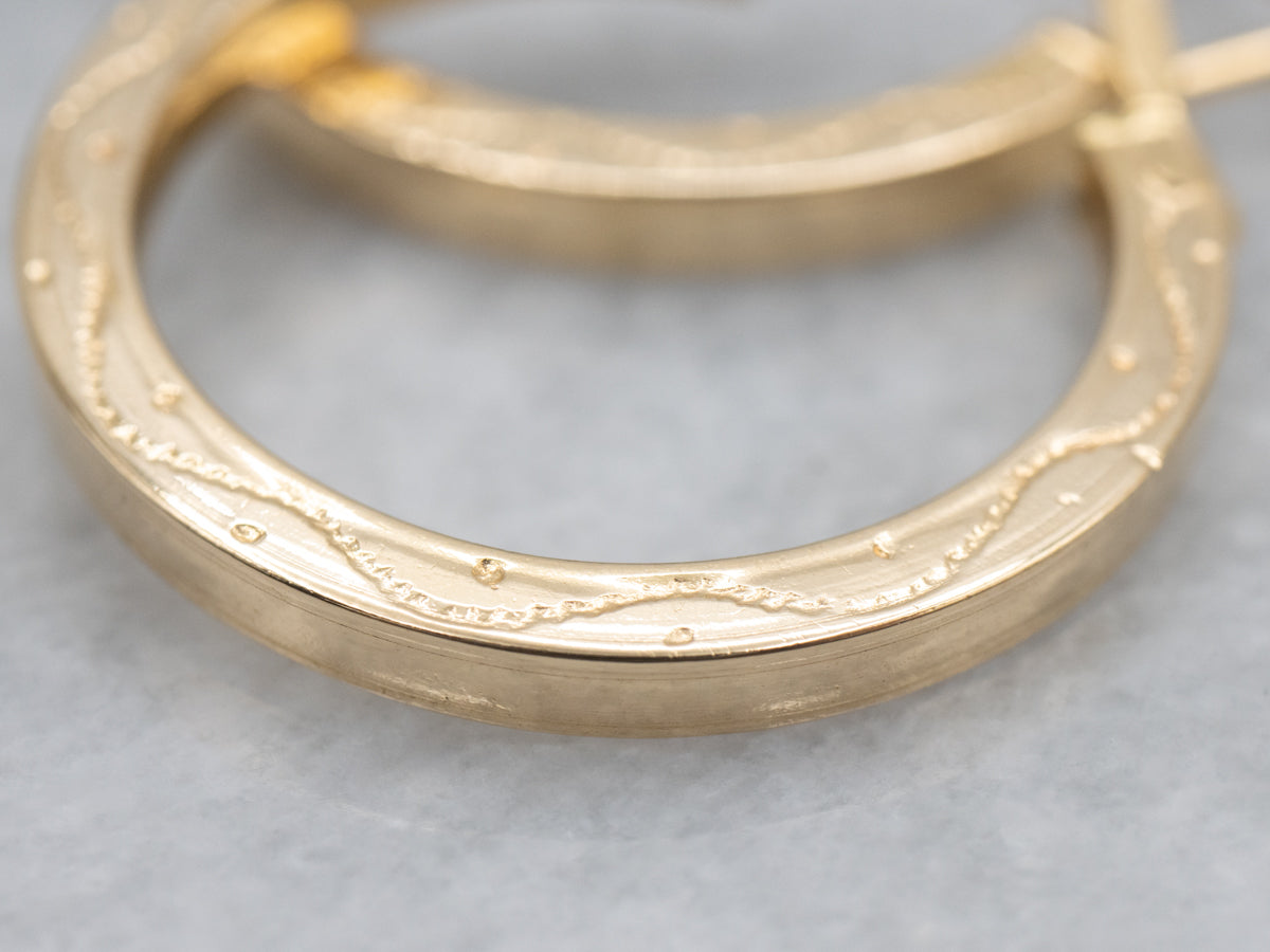 Engraved 18-Karat Gold Patterned Hoop Earrings