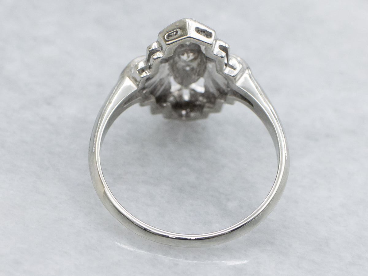 Art Deco Era Diamond White Gold Dinner Ring