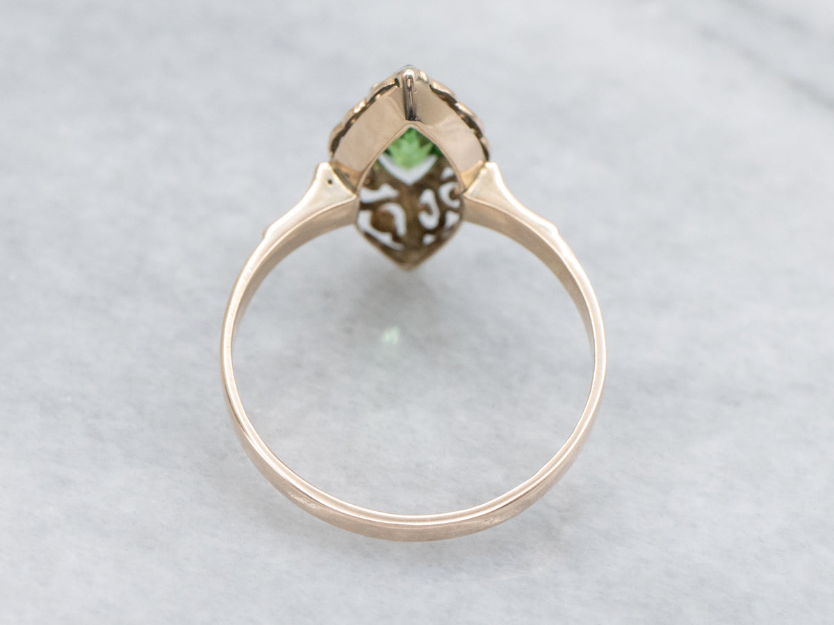 Marquise-Cut Tsavorite Garnet Filigree Ring