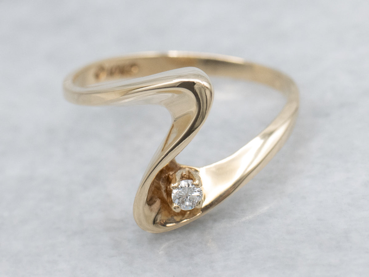 Modernist Gold Diamond Solitaire Ring