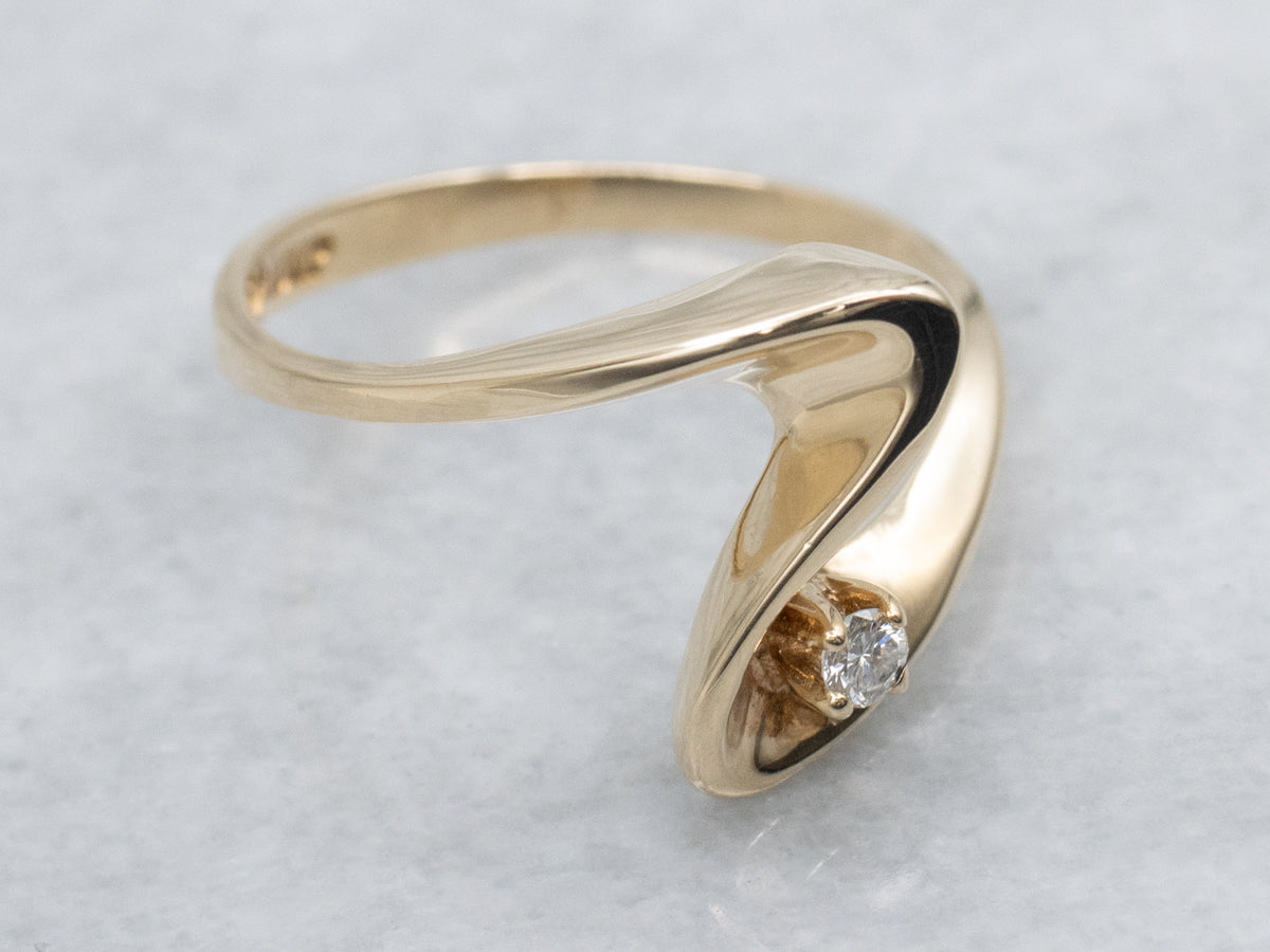 Modernist Gold Diamond Solitaire Ring