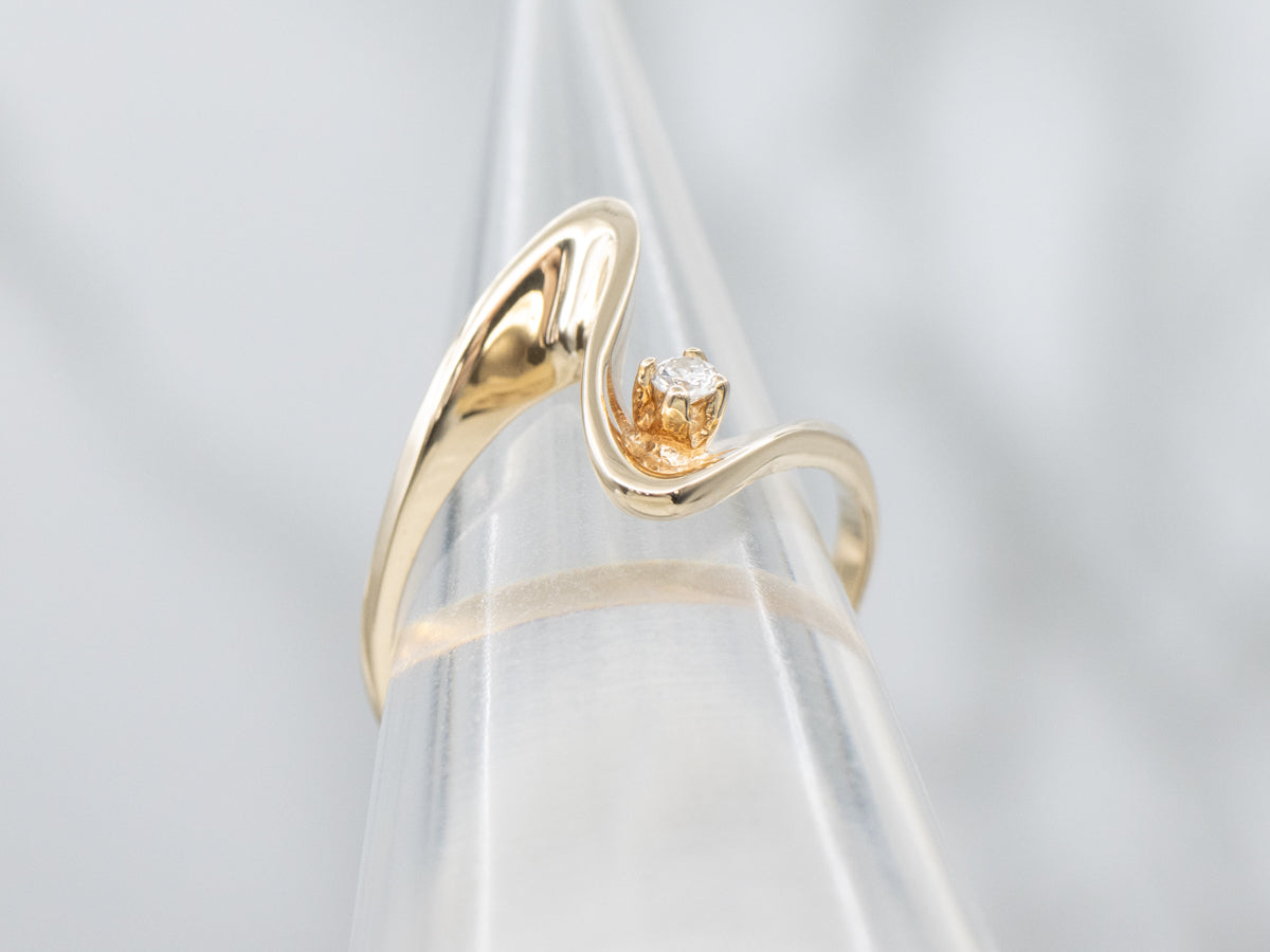Modernist Gold Diamond Solitaire Ring