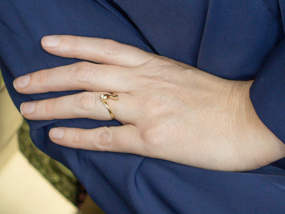 Modernist Gold Diamond Solitaire Ring