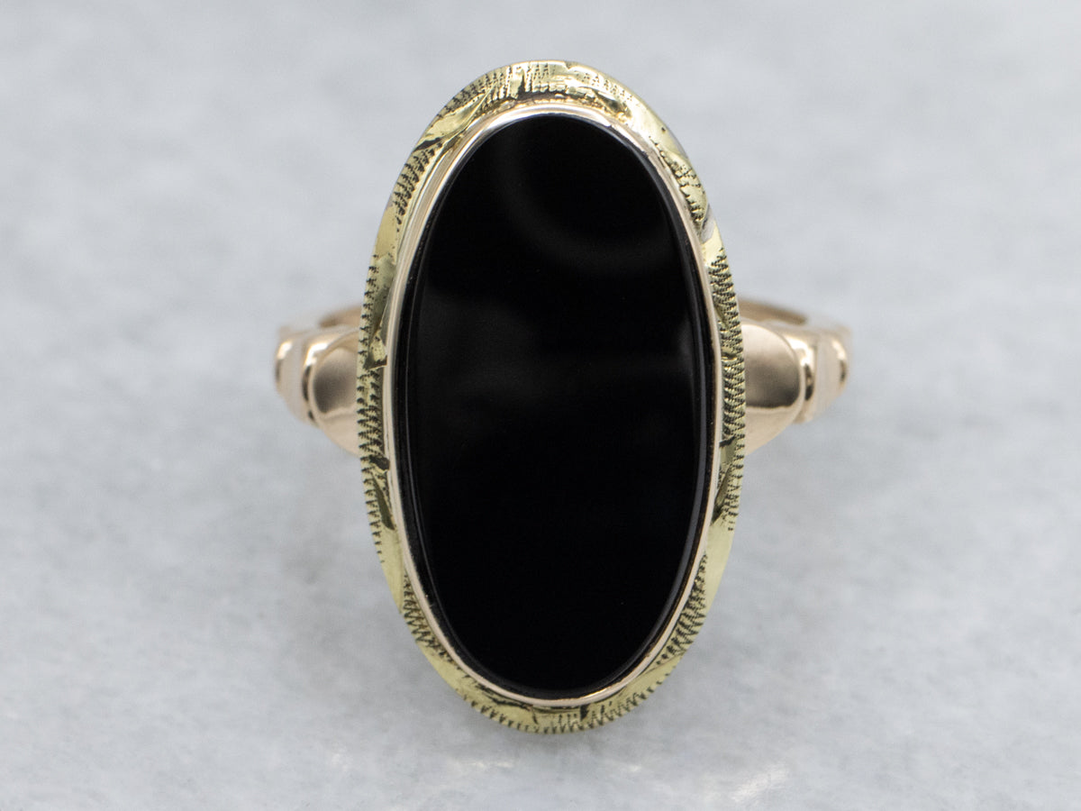 Vintage Black Onyx Ladies Cabochon Ring