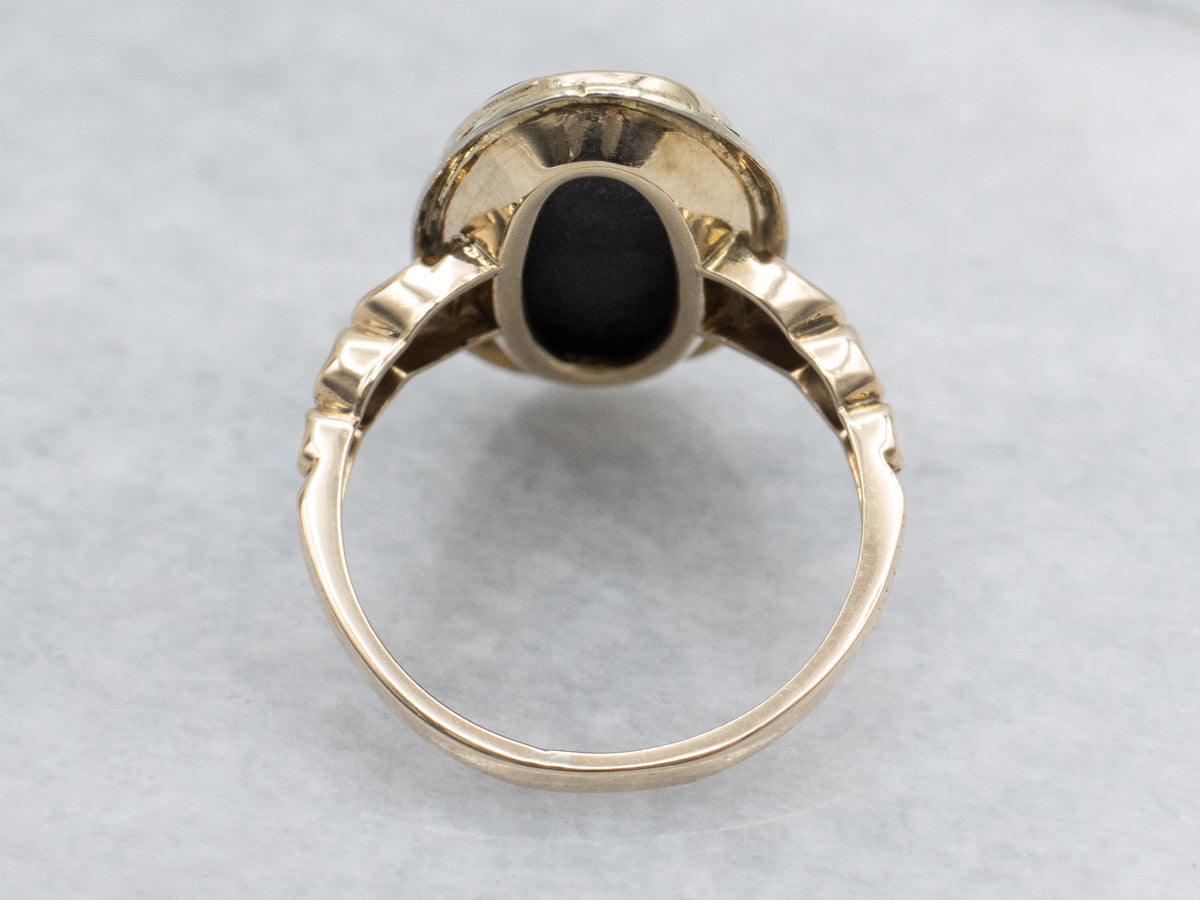 Vintage Black Onyx Ladies Cabochon Ring