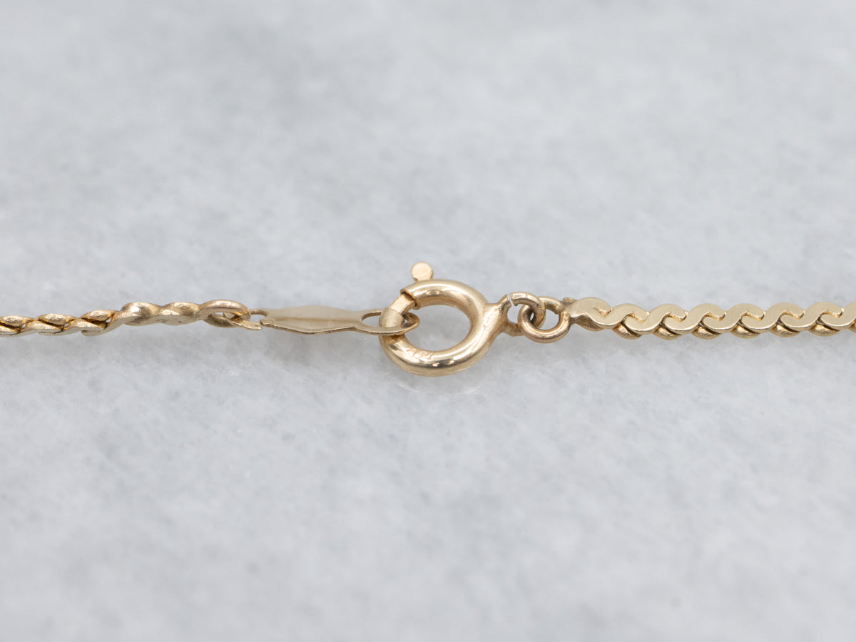 Bezel-Set Diamond Yellow Gold Serpentine Necklace