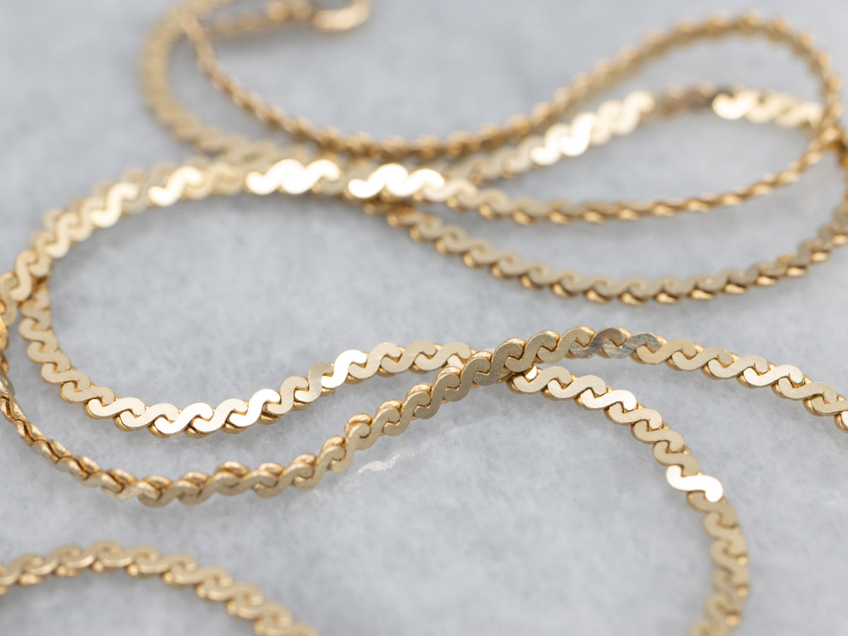 Bezel-Set Diamond Yellow Gold Serpentine Necklace