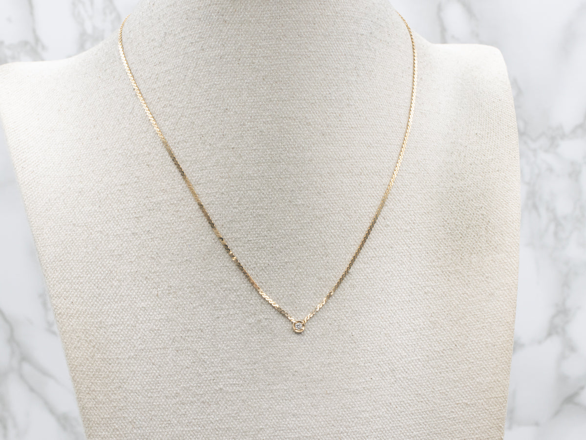 Bezel-Set Diamond Yellow Gold Serpentine Necklace