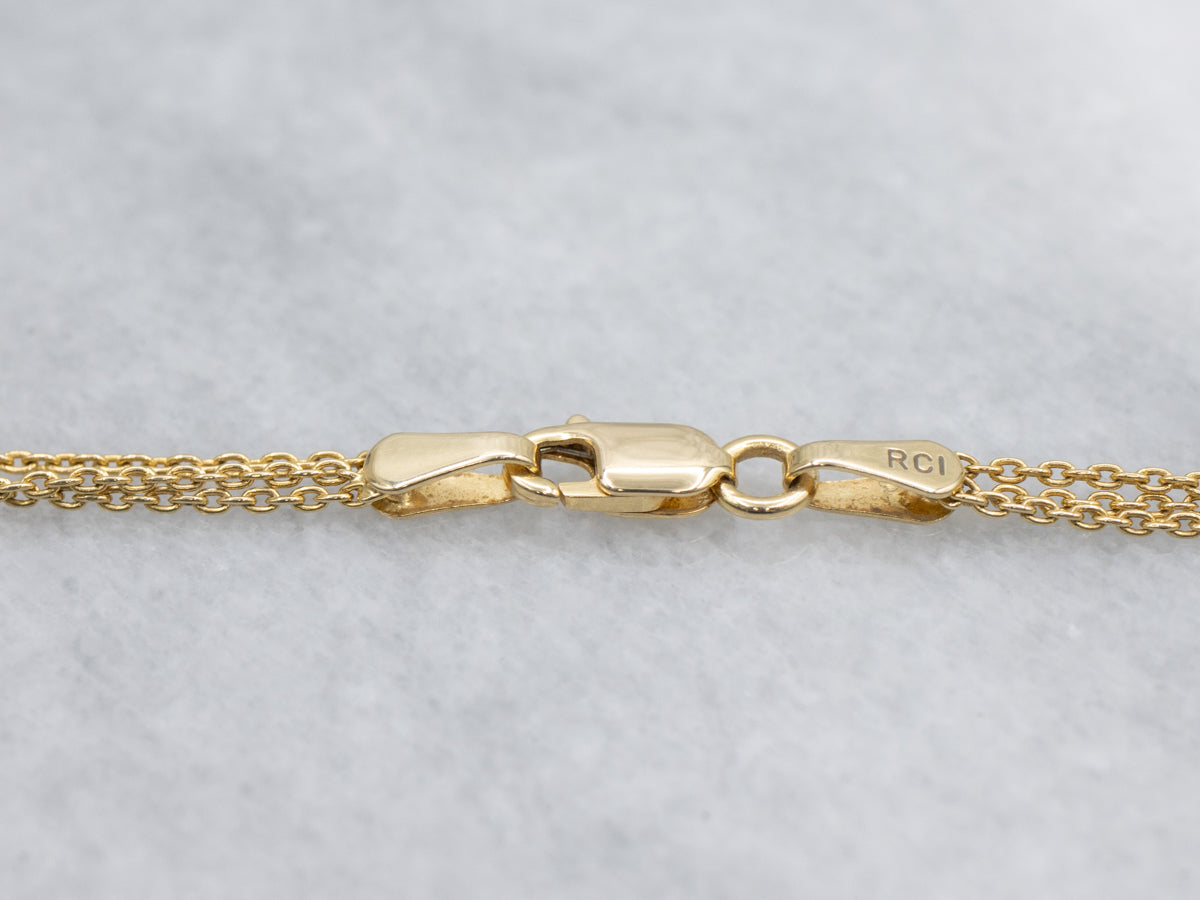 Triple Strand Textured and Polished Oval Bead Necklace