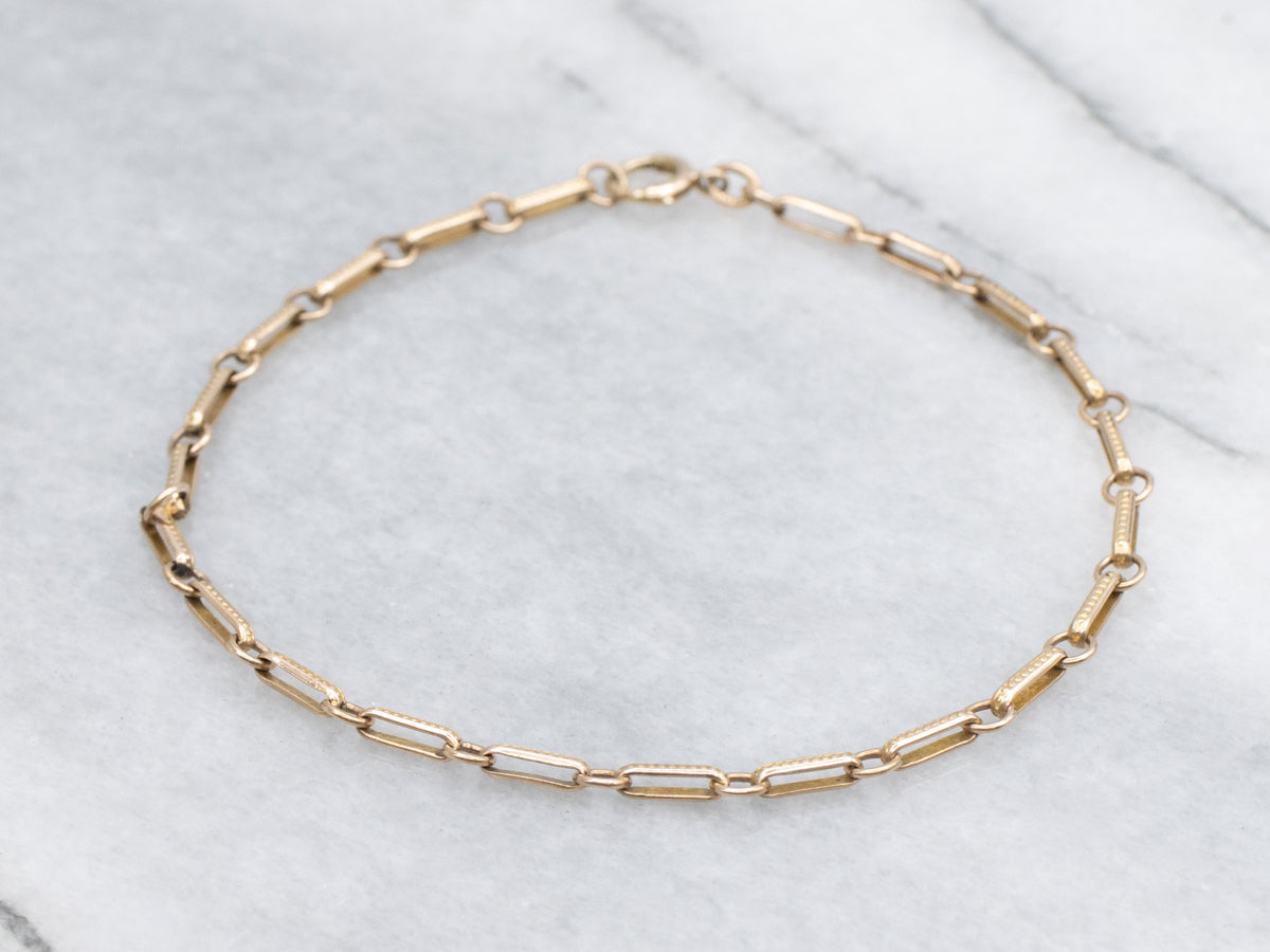 Vintage Gold Dot Pattern and Oval Link Bracelet