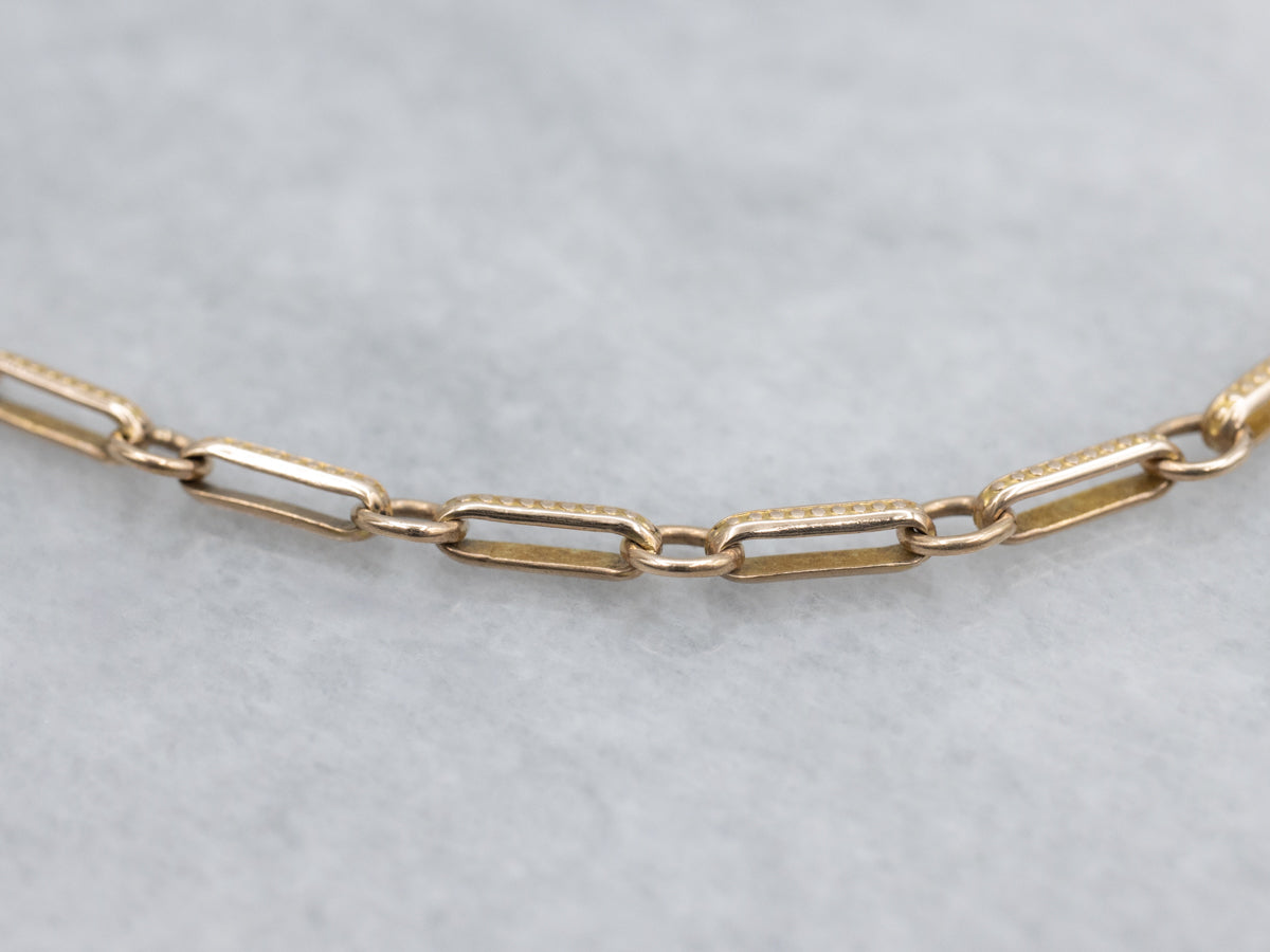 Vintage Gold Dot Pattern and Oval Link Bracelet