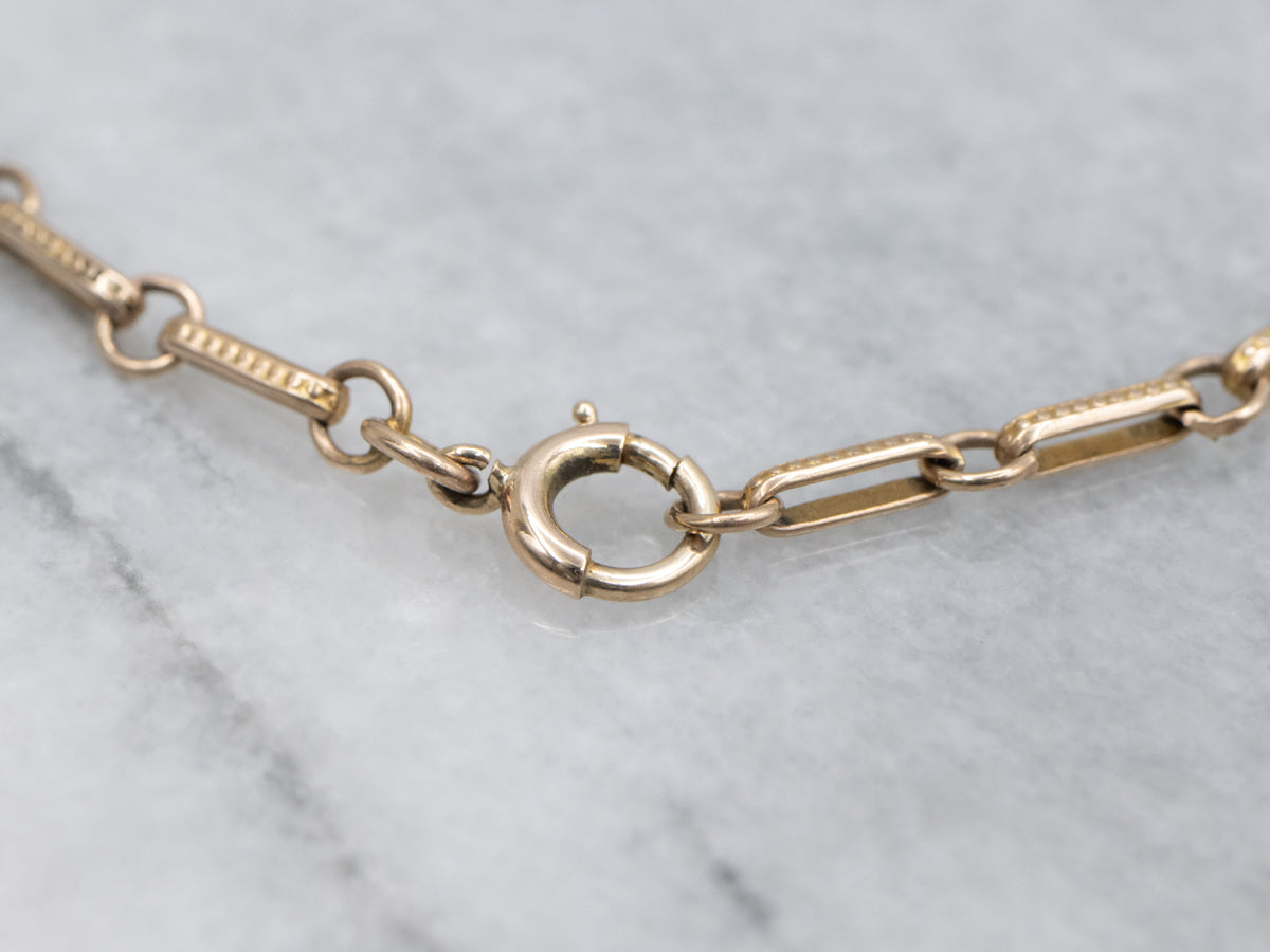 Vintage Gold Dot Pattern and Oval Link Bracelet
