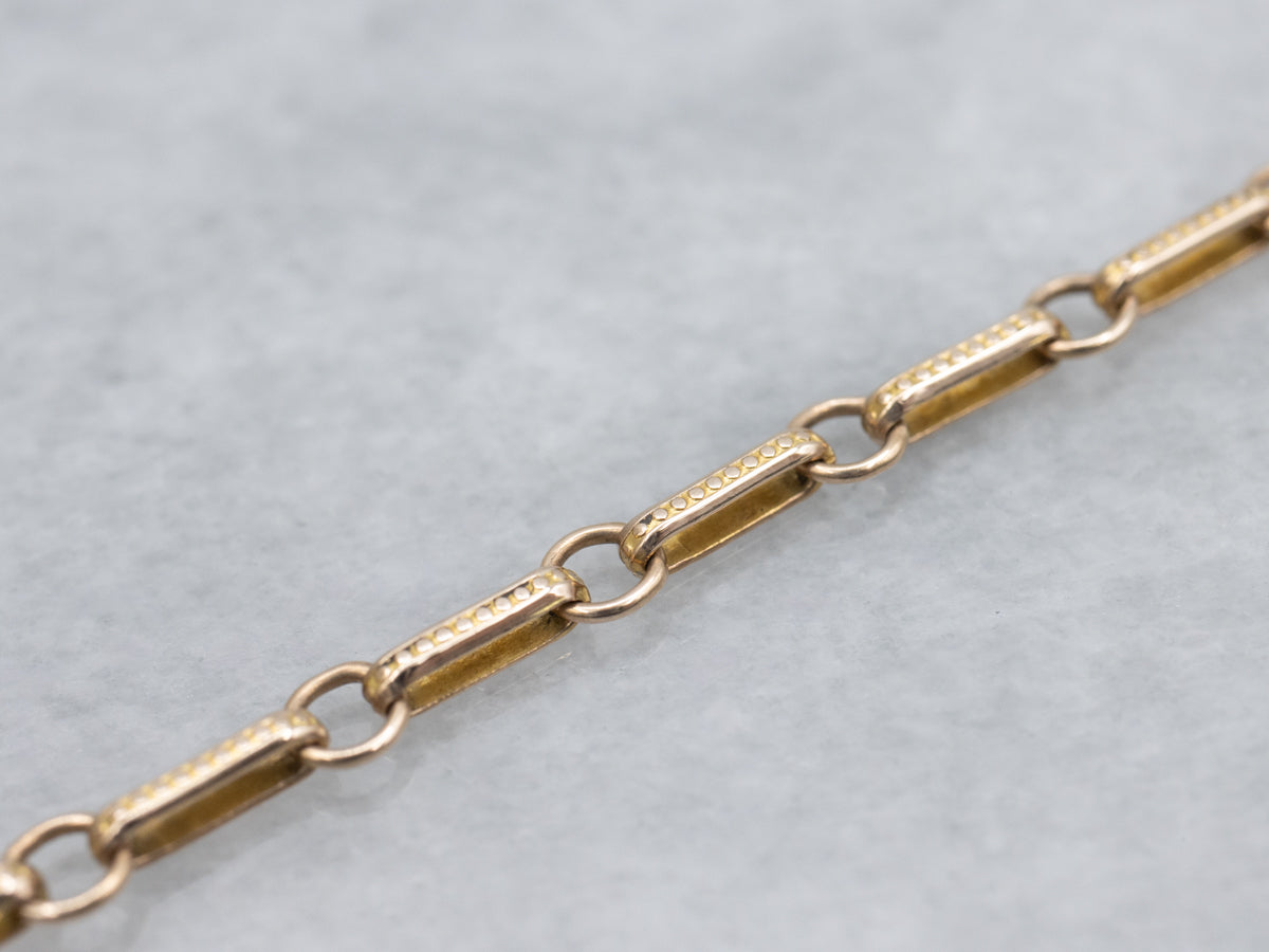 Vintage Gold Dot Pattern and Oval Link Bracelet