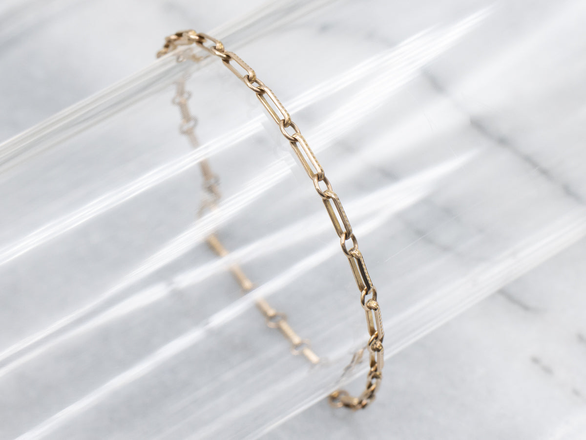 Vintage Gold Dot Pattern and Oval Link Bracelet