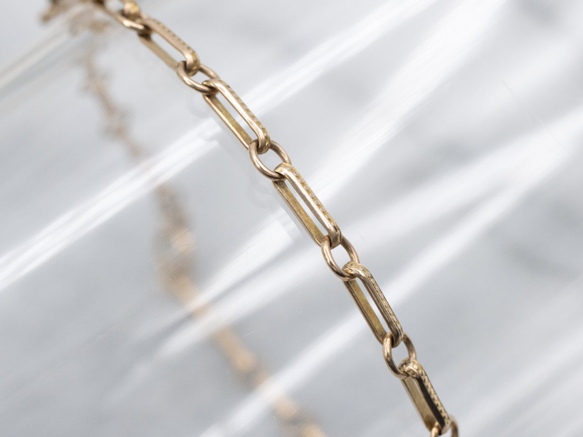 Vintage Gold Dot Pattern and Oval Link Bracelet