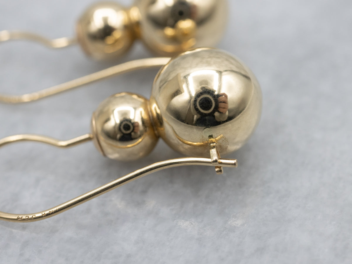 Polished Gold Stacked Ball Drop Earrings