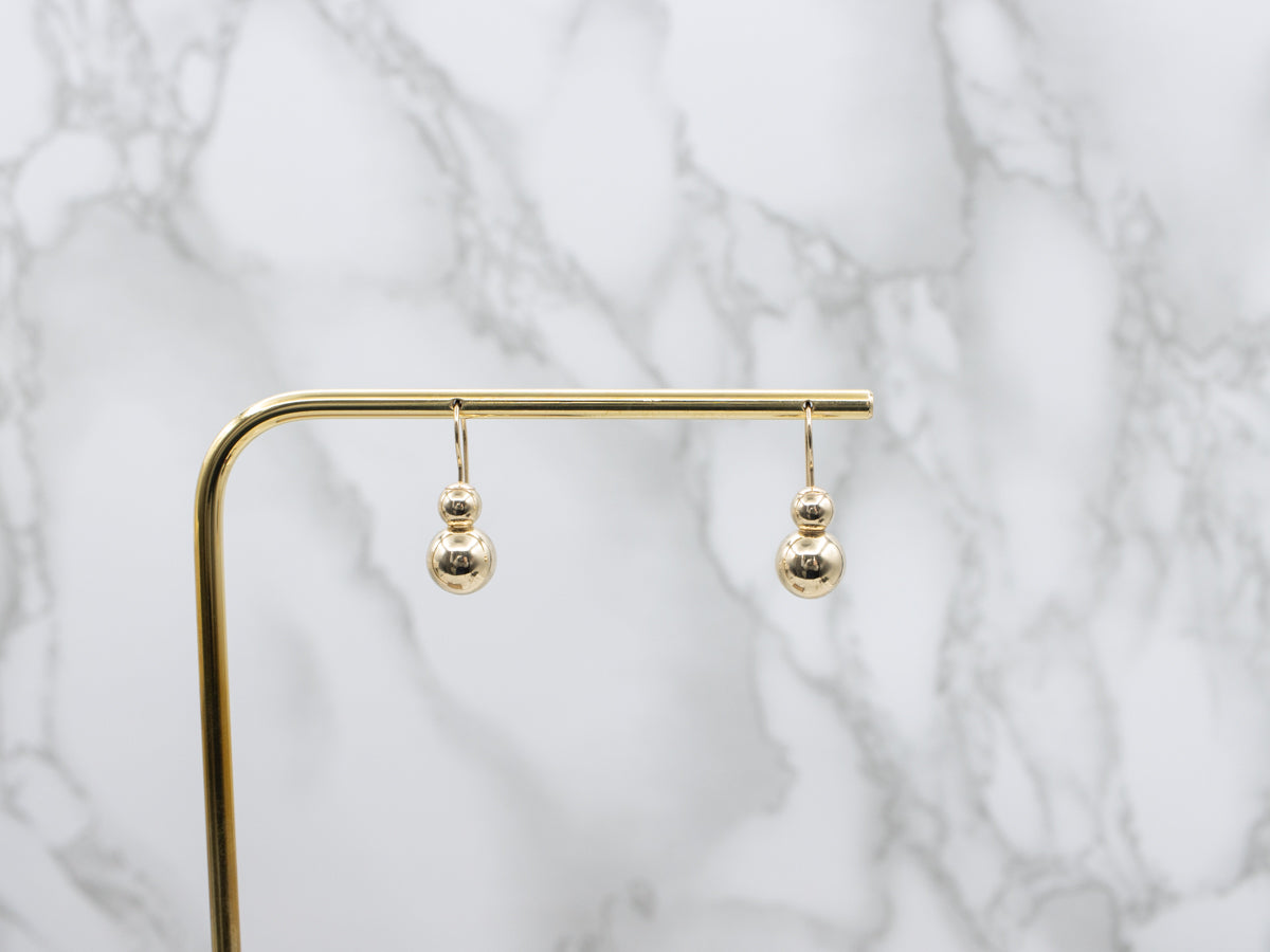 Polished Gold Stacked Ball Drop Earrings