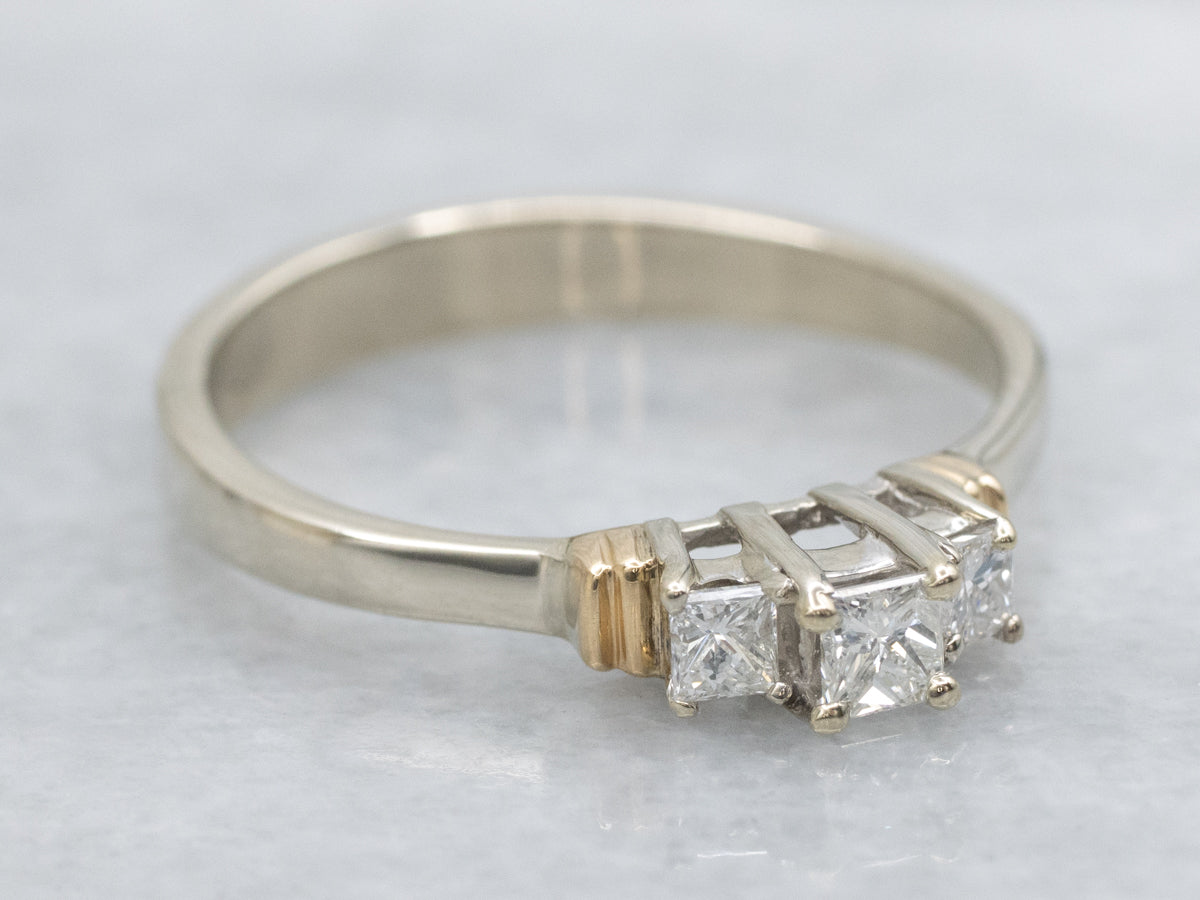 Modern Princess Cut Diamond Three-Stone Engagement Ring